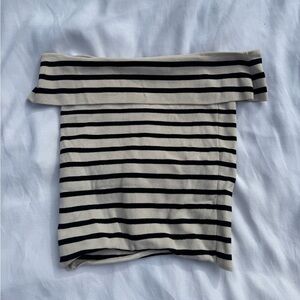 Zara Black and Tan Striped Knit Top
